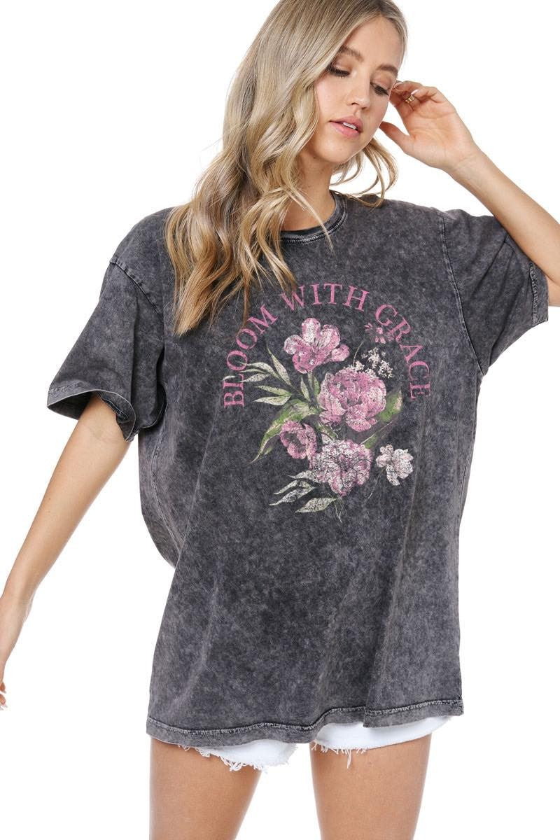Bloom With Grace Floral Vintage Graphic Tee