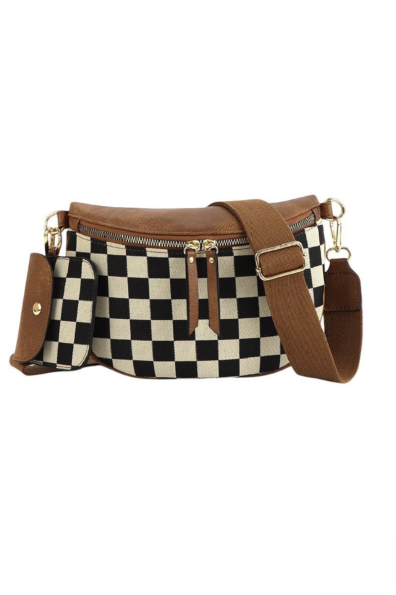 Duo Checkered Crossbody Sling Bag- 2 Colors!