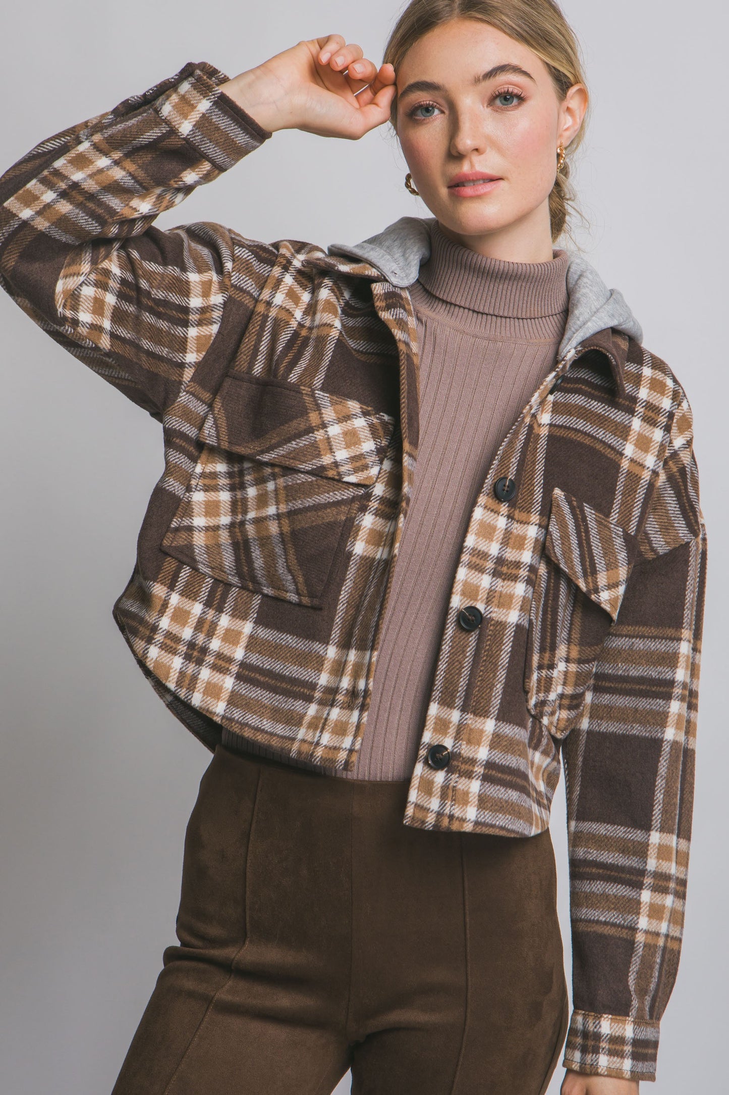 Autumn Detachable Hood Plaid Shacket- 4 Colors!