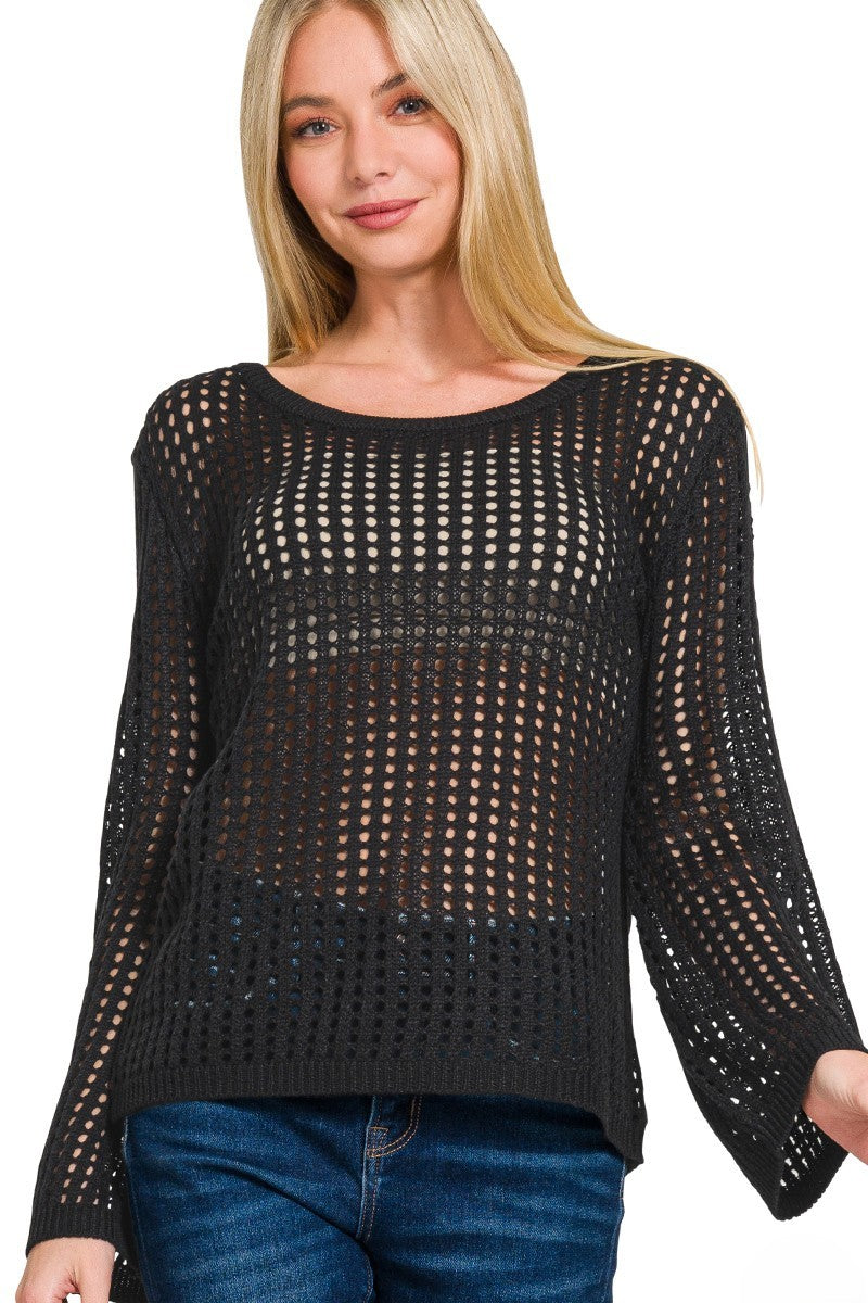 Sail Away Hollow Out Long Sleeve Top-3 Colors!
