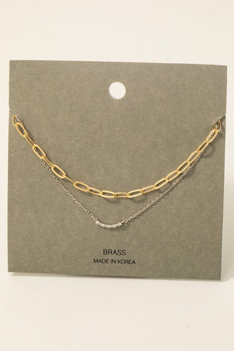 Two Tone Layered Chain Necklace