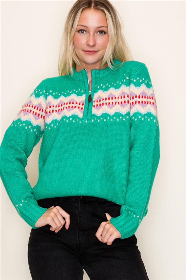 Holiday Cheer Half Zip Sweater Pullover