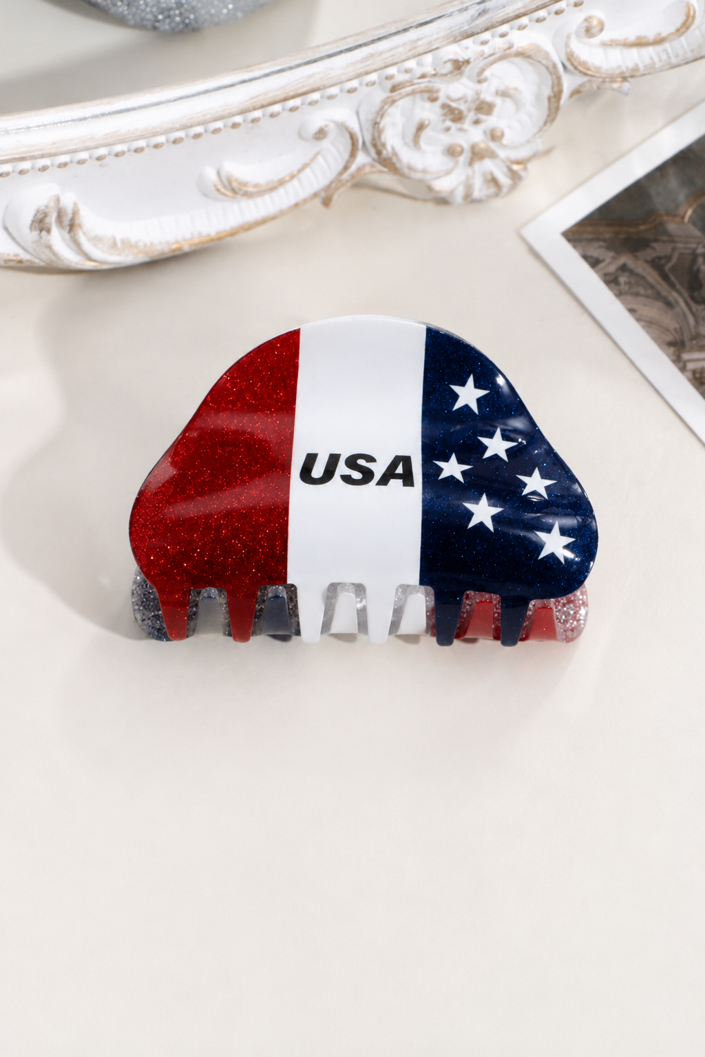 Patriotic USA Flag Hair Claw Clip