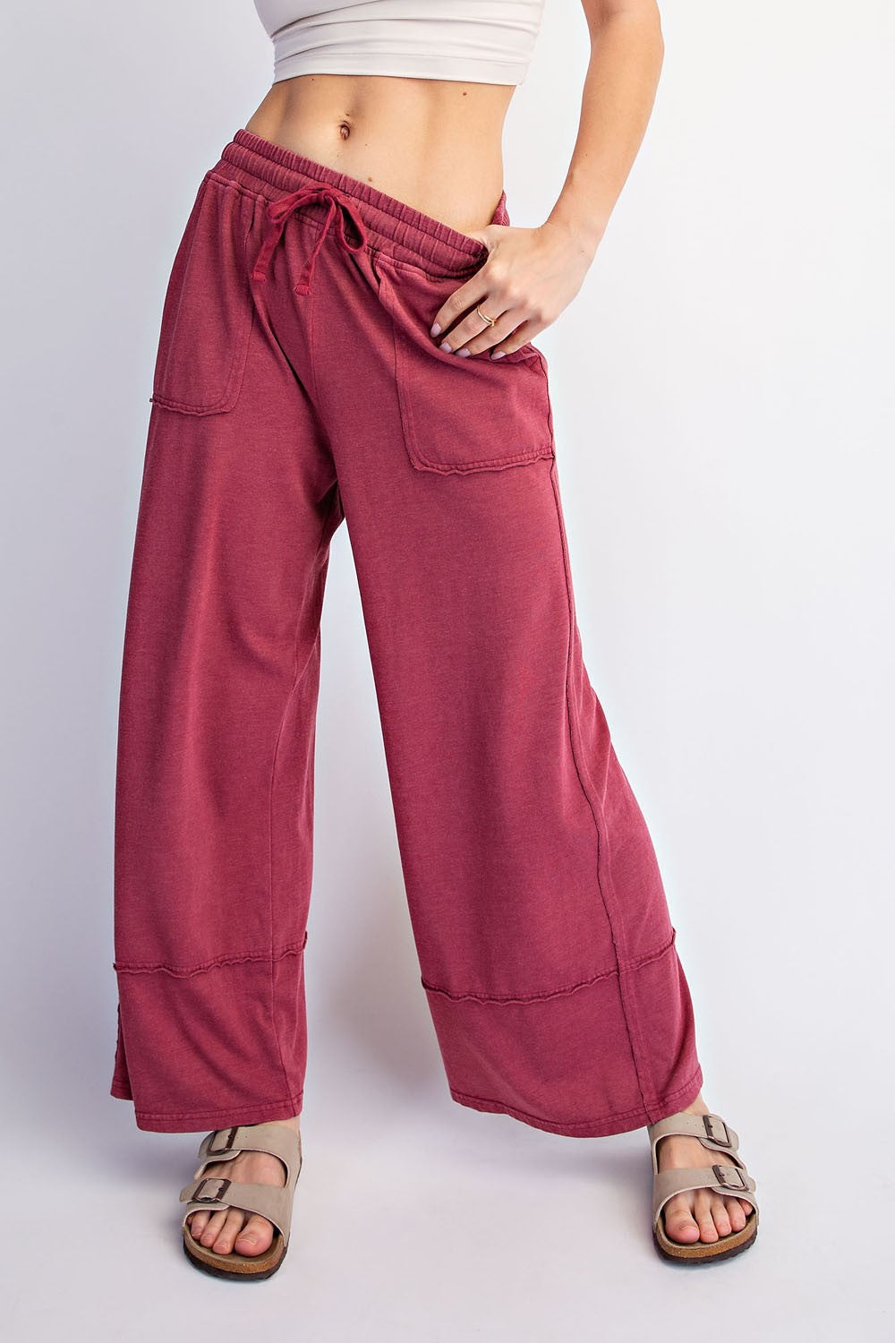Mineral Washed Wide Leg Pant