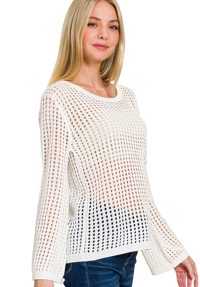 Sail Away Hollow Out Long Sleeve Top-3 Colors!