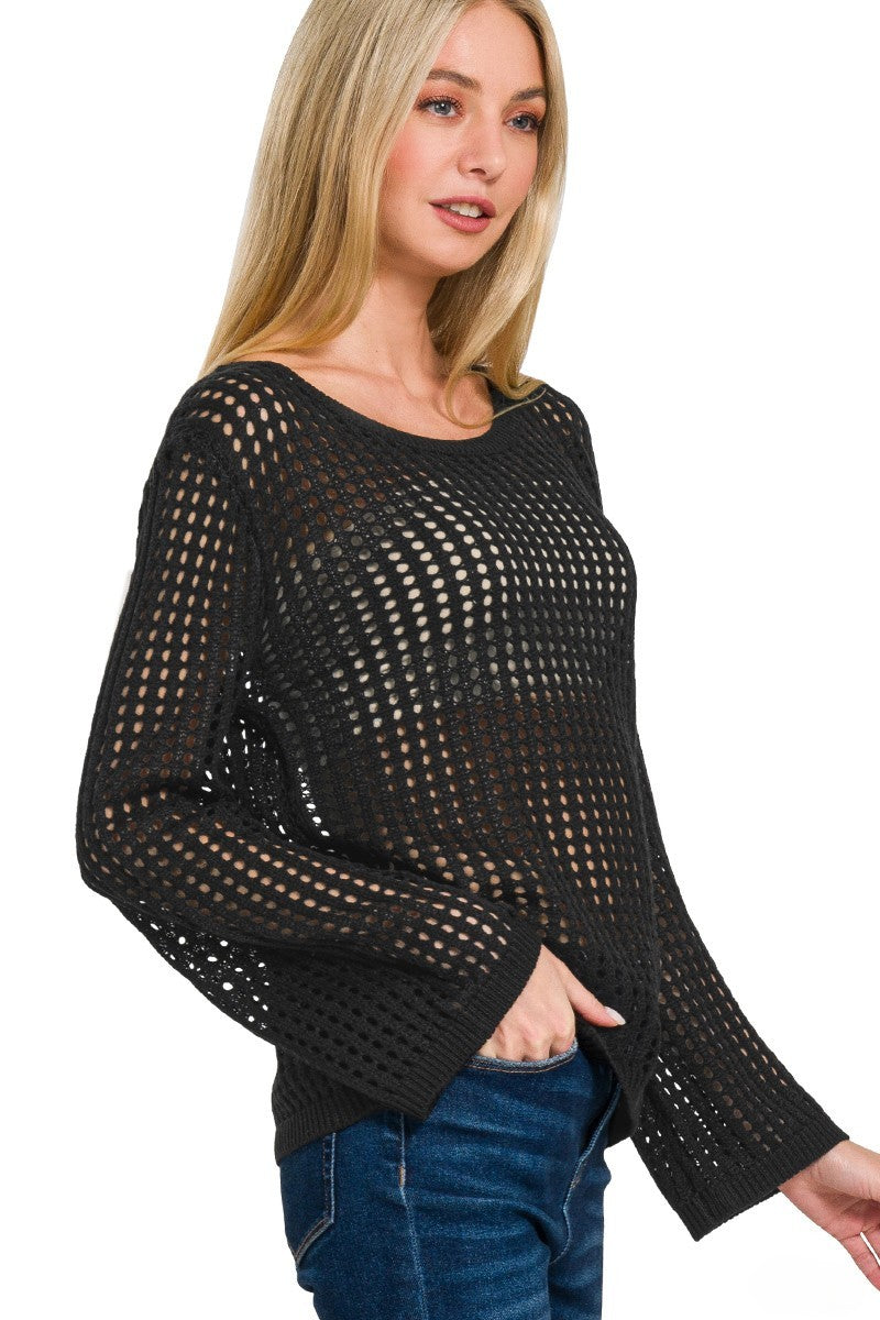 Sail Away Hollow Out Long Sleeve Top-3 Colors!