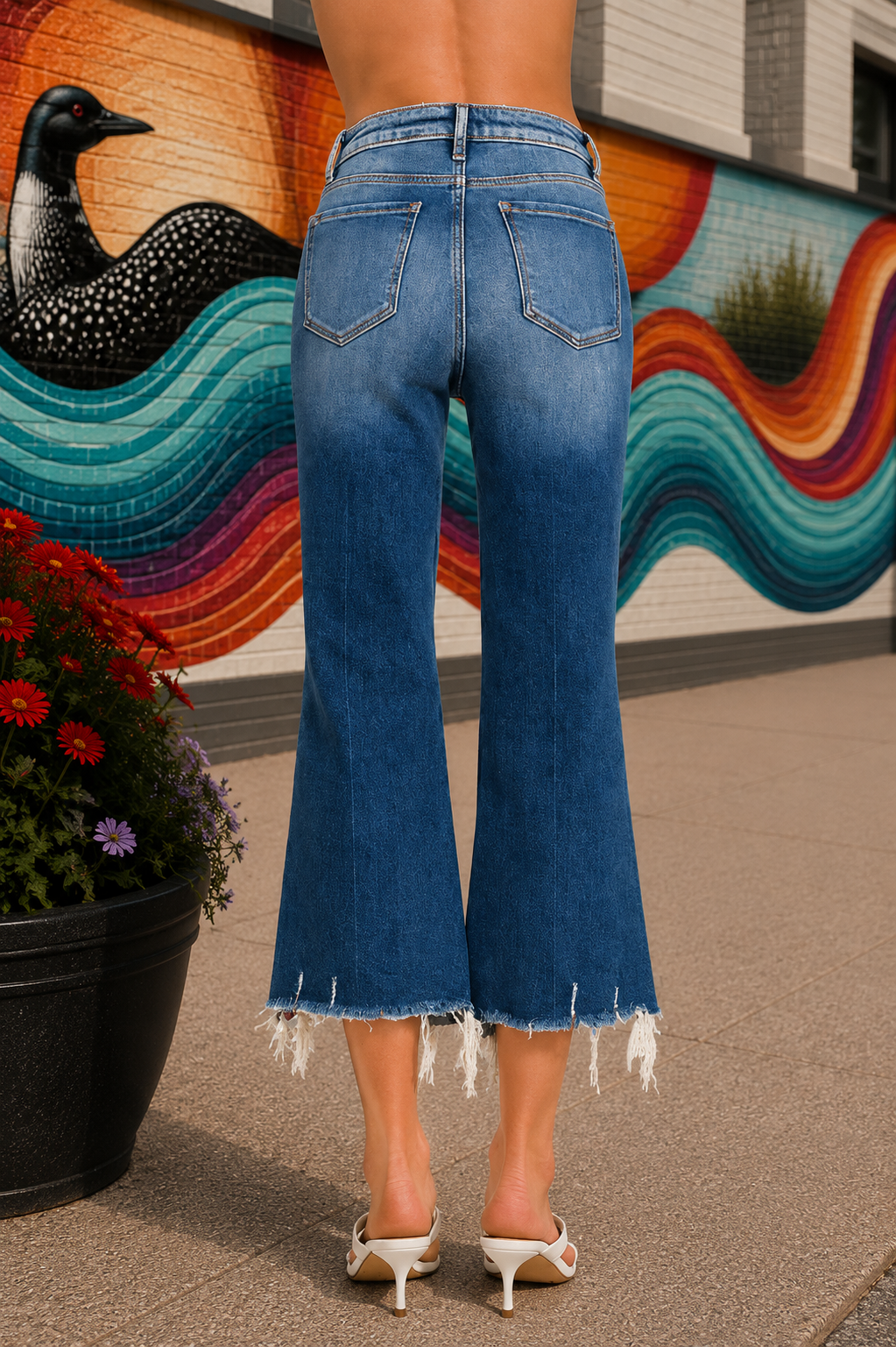 Distressed Raw Hem Crop Jeans