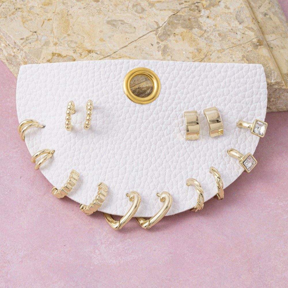 Heart Huggie Hoop 8 Pair Earring Set