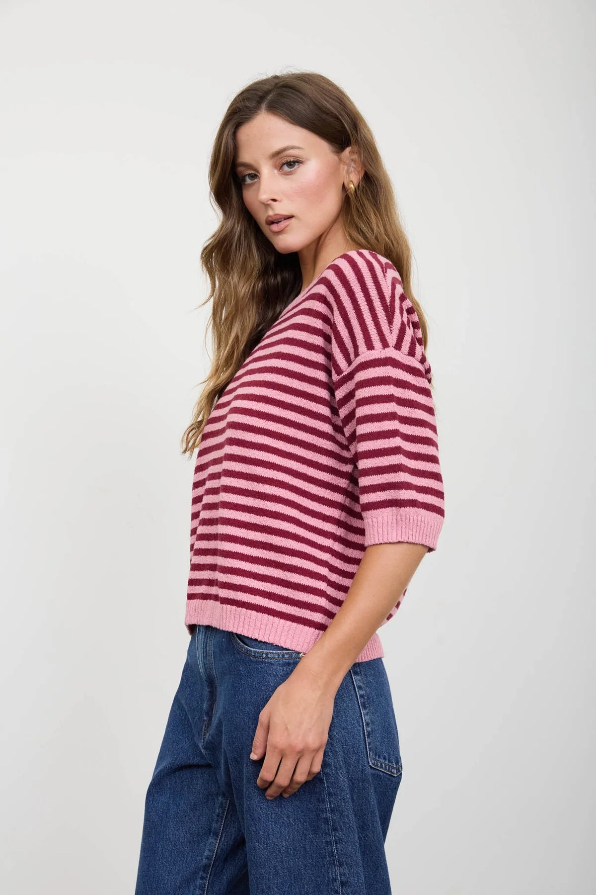 Striped Contrast Trim Sweater
