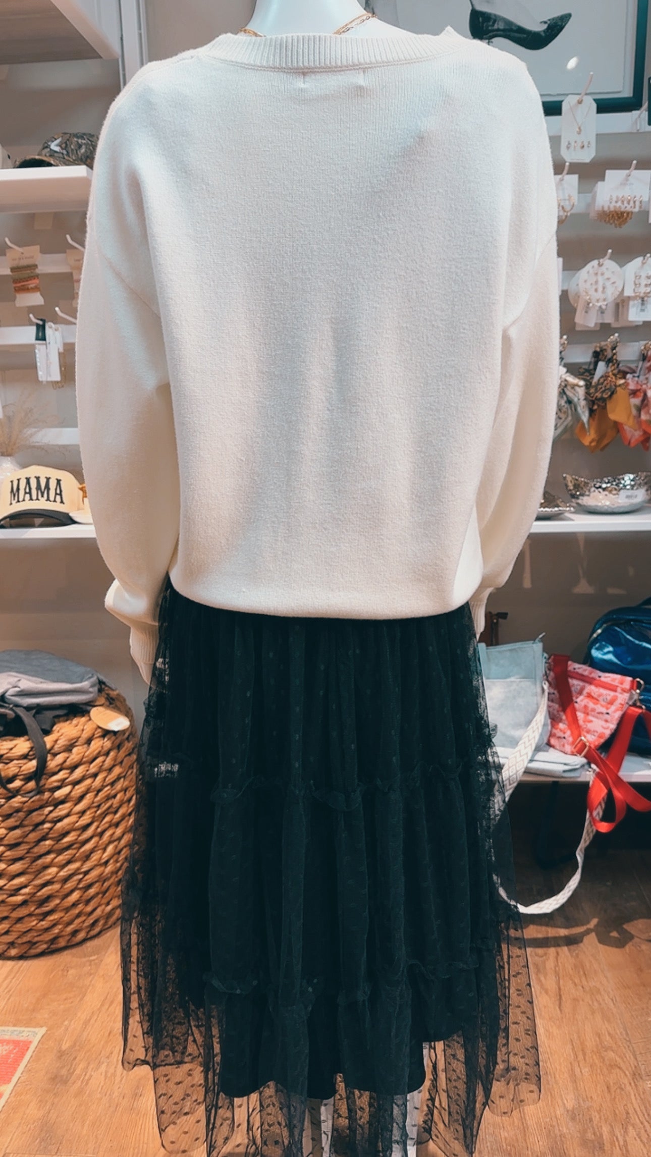 Holiday Bow Plaid Patch Sweater Pullover