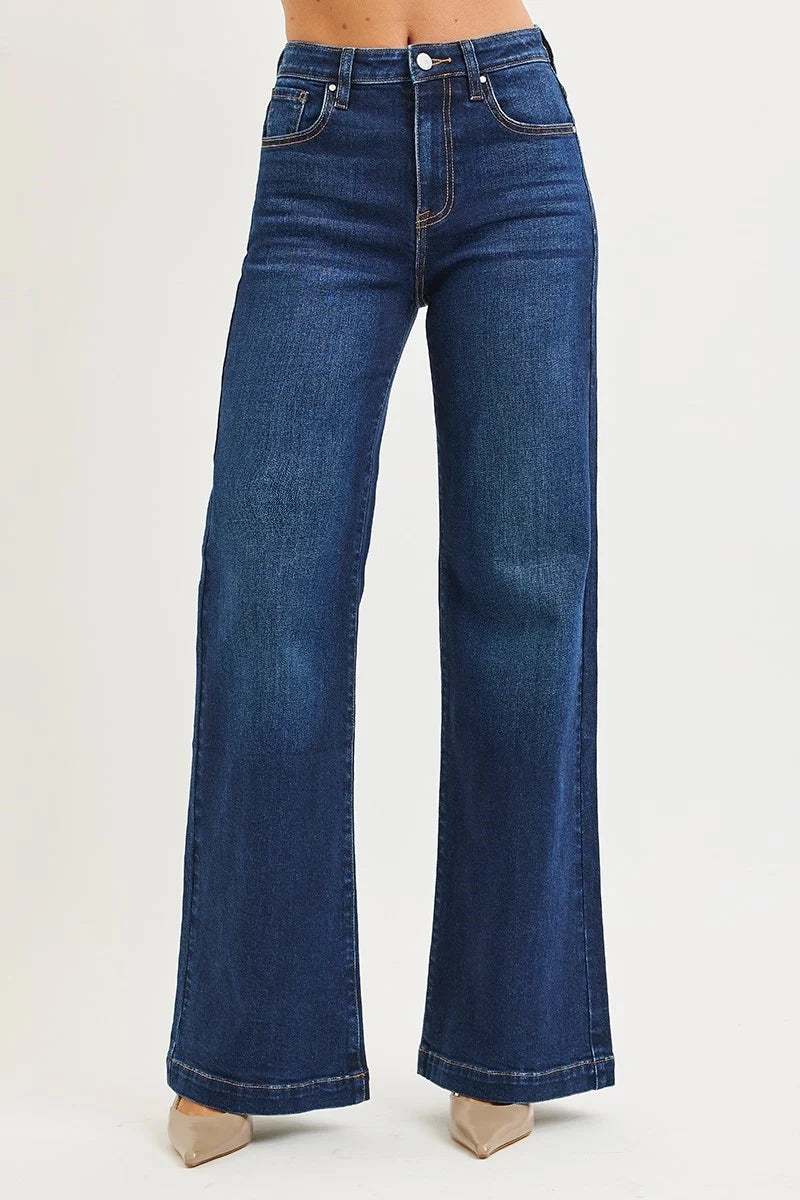 Risen High Rise Long Wide Leg Jeans