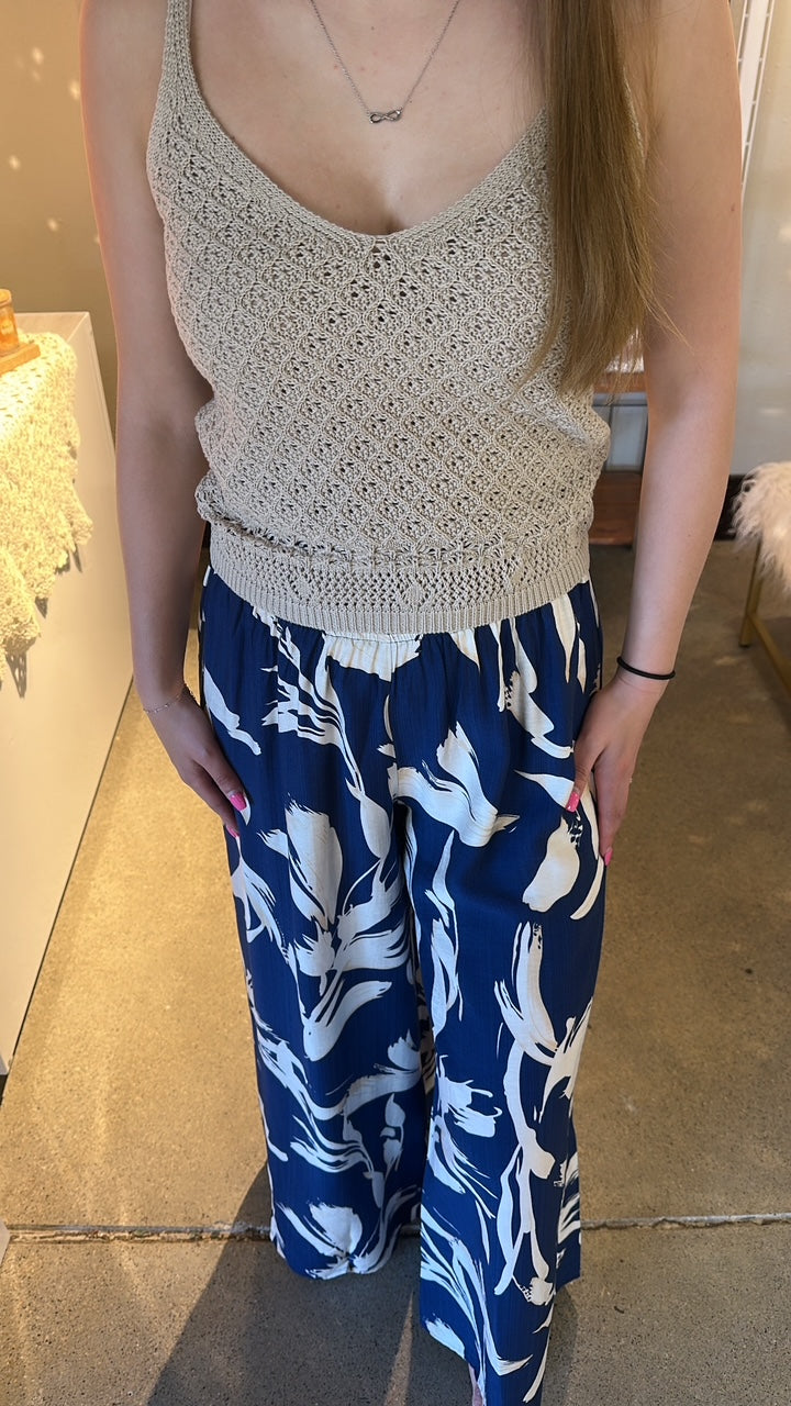 Tropical Type Wide Leg Floral Pants