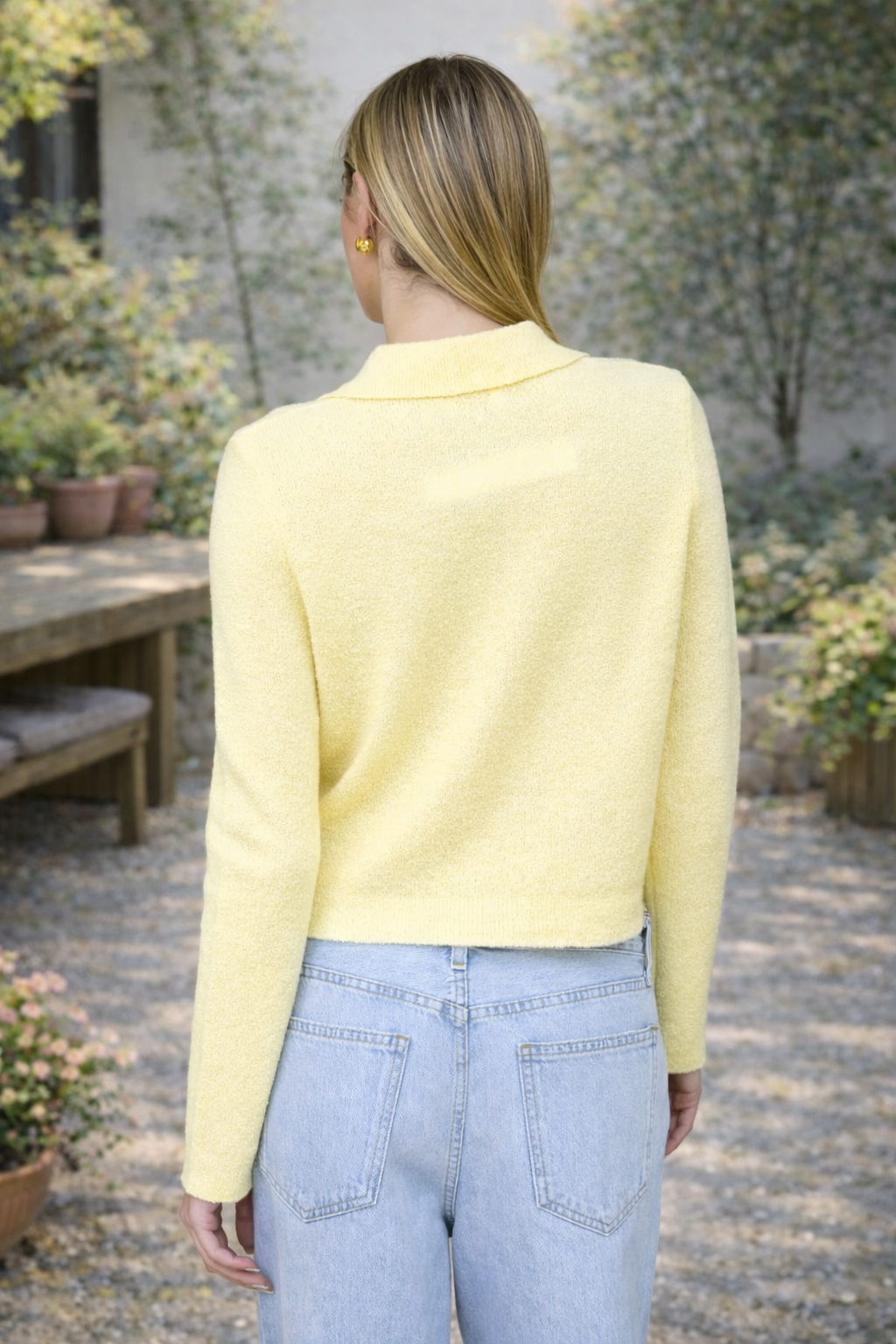 Butter Yellow Button Down Sweater