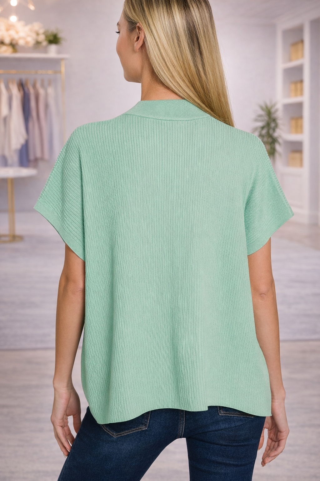 Mock Neck Lightweight Sweater