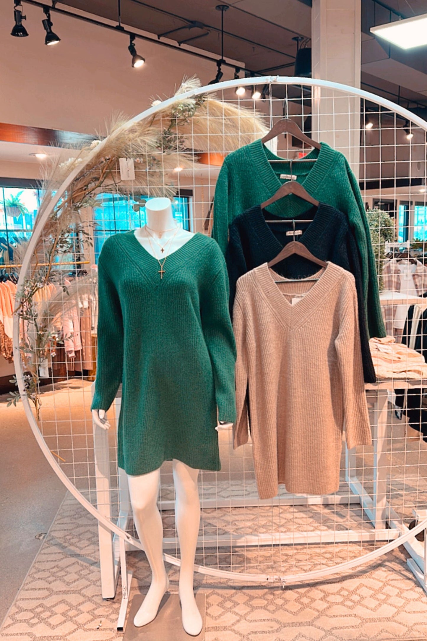 V Neck Sweater Dress-3 Colors!