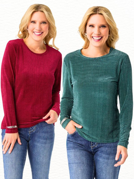 Delanie Crew Neck Textured Top