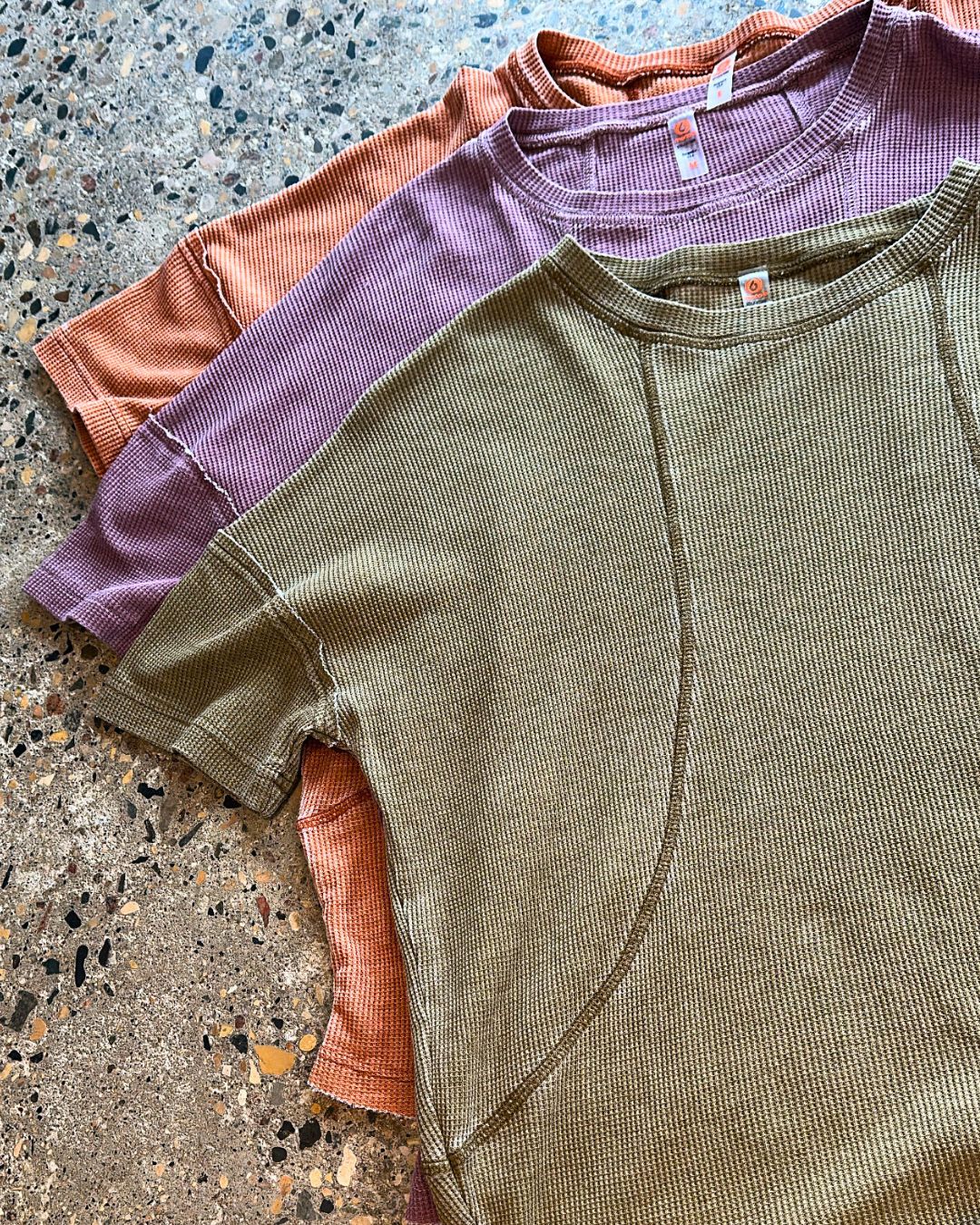 Cotton Blend Mineral Wash Waffle Tee