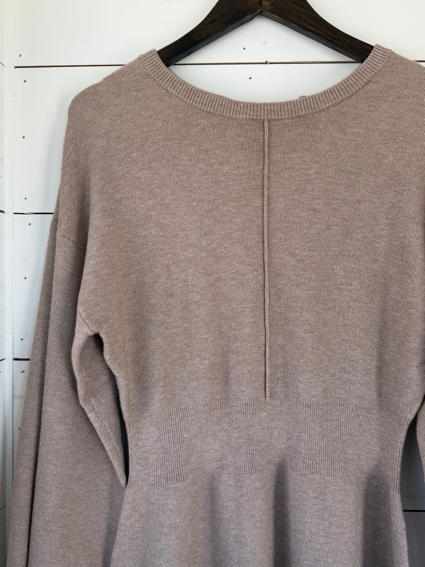 Ribbed Waist Knit Sweater Dress