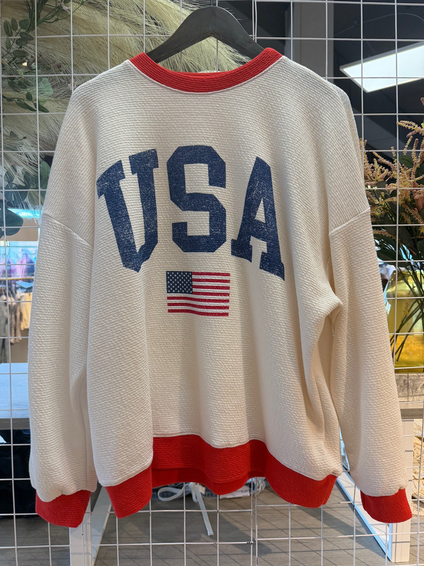 Cloudy Knit USA Sweater Top