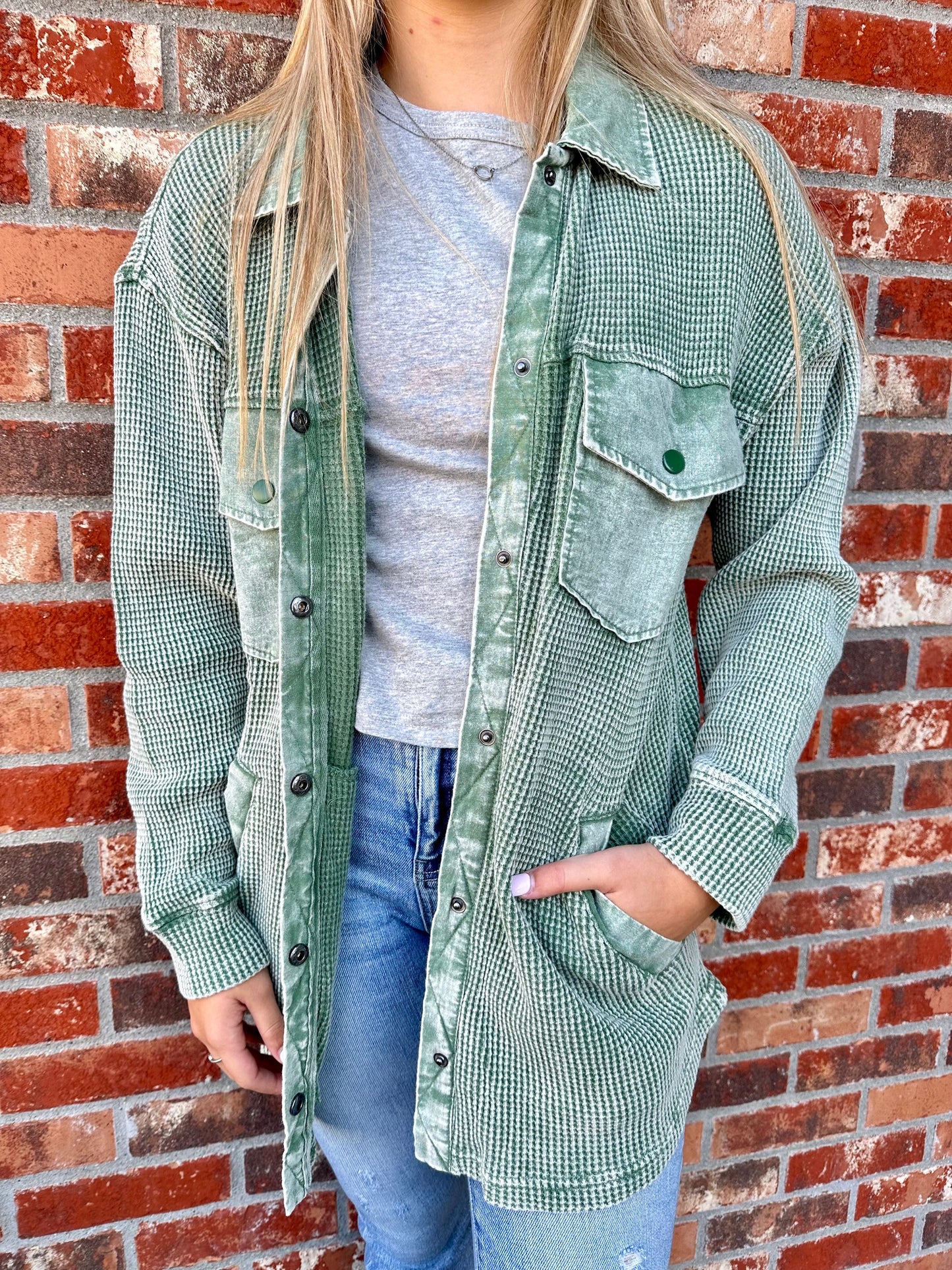 Waffle Knit Button Down Shacket- 4 Colors!