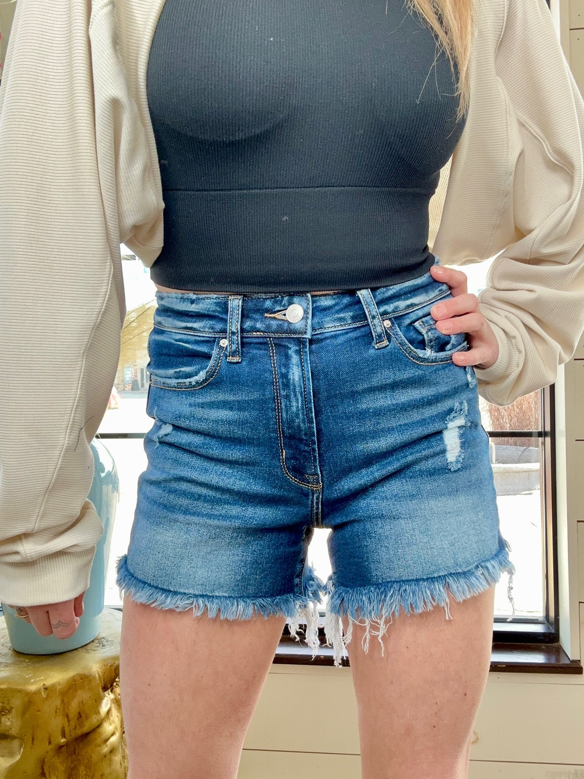 Soraya Frayed Hem Denim Shorts- 2 Colors! - North Threads