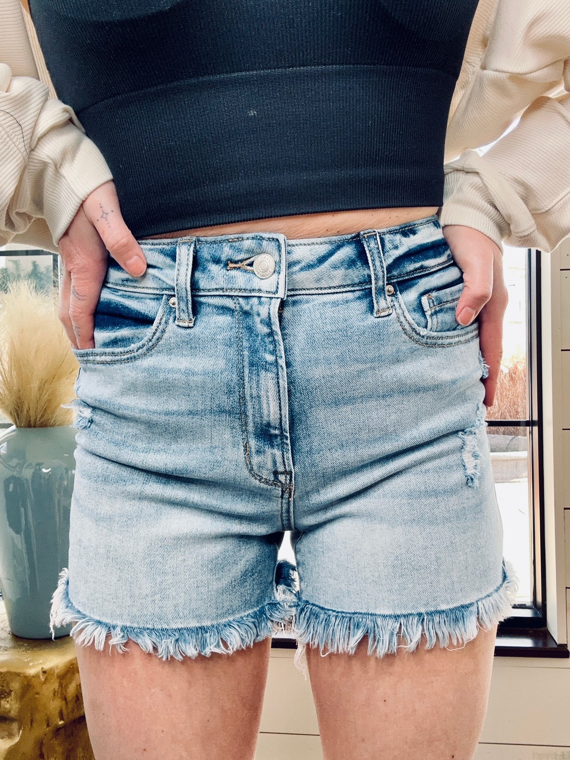 Soraya Frayed Hem Denim Shorts- 2 Colors! - North Threads