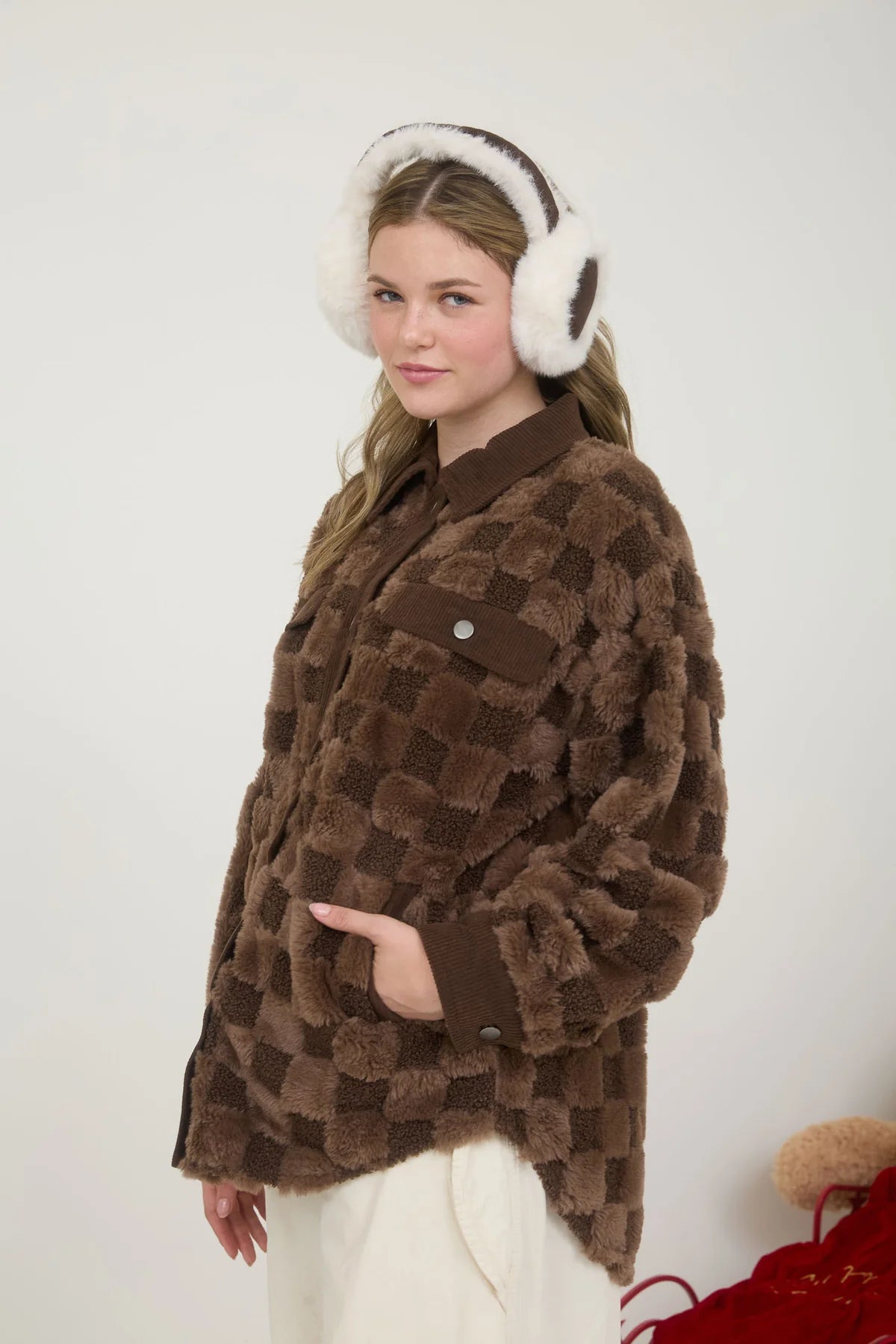 Checkered Faux Fur Shacket- 2 Colors!