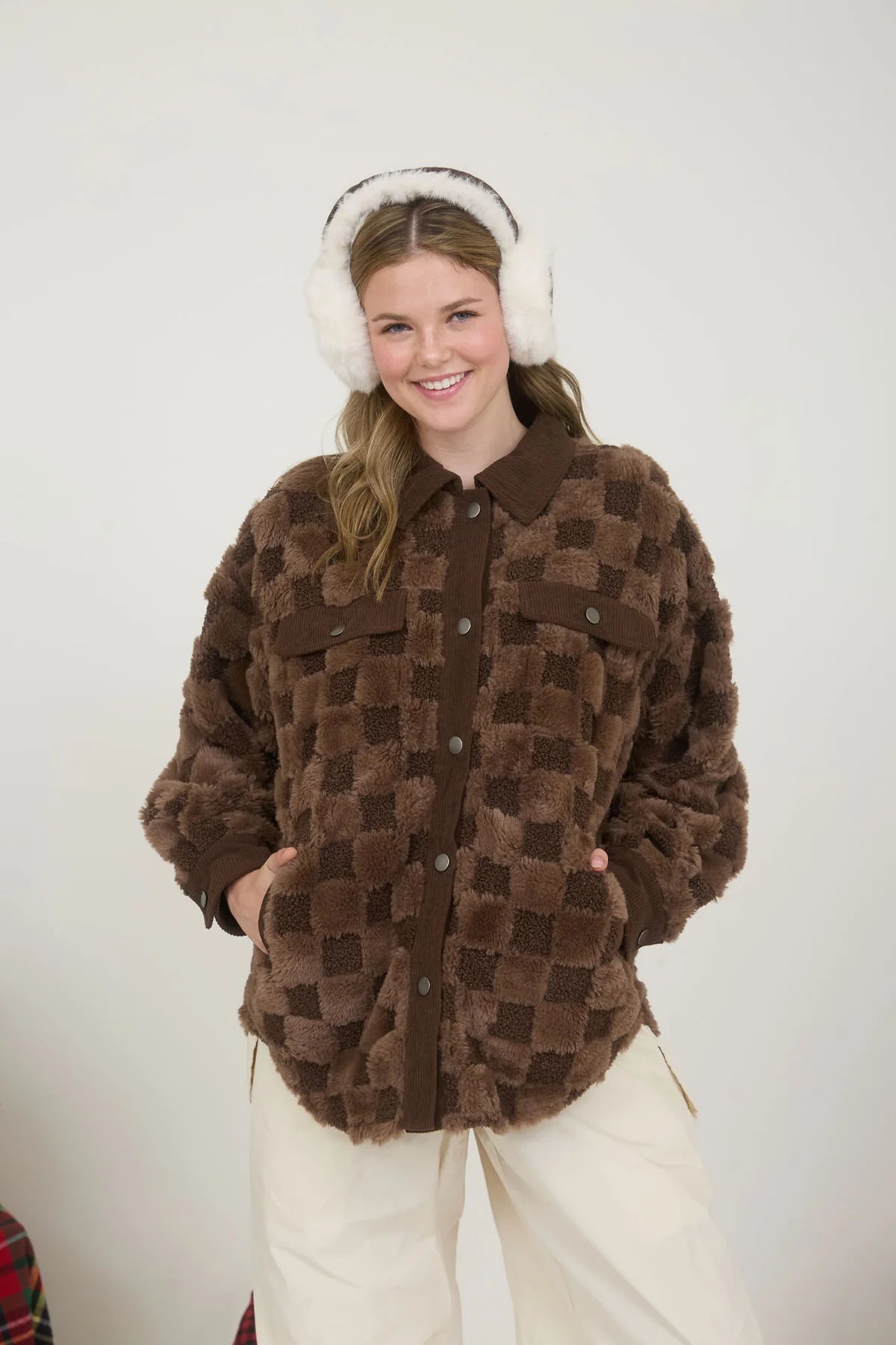 Checkered Faux Fur Shacket- 2 Colors!