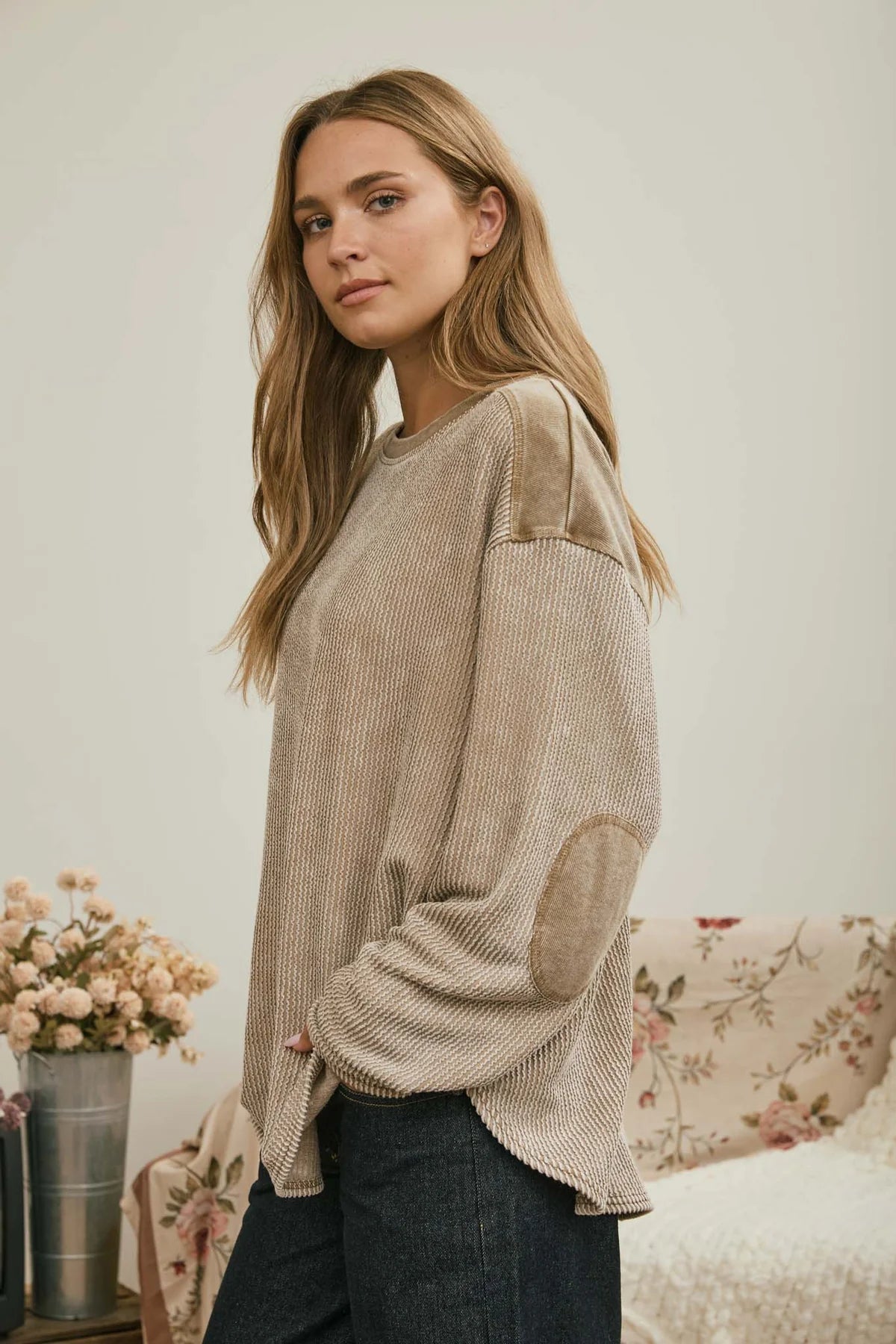 Patchwork Waffle Knit Top
