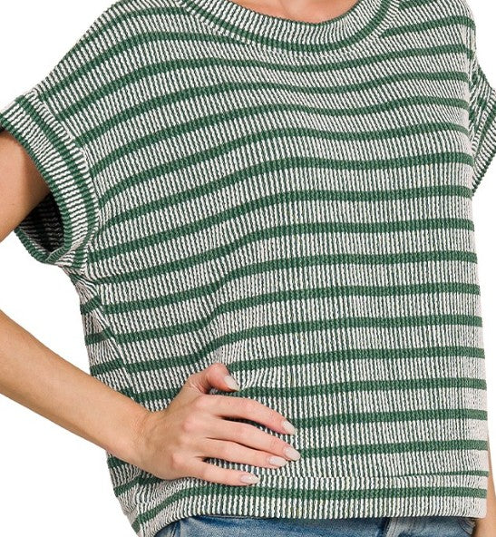 Raised Rib Striped Top