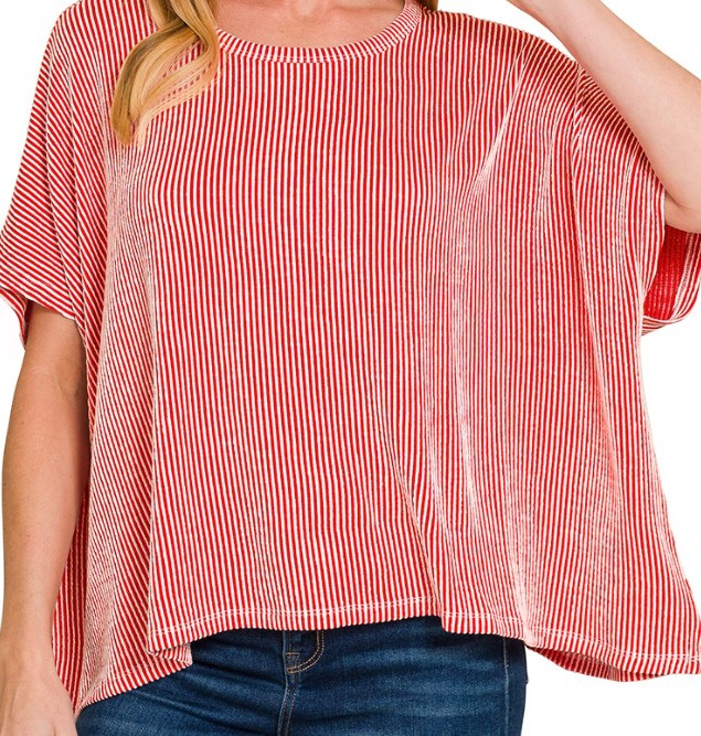 Ribbed Striped Oversized Top