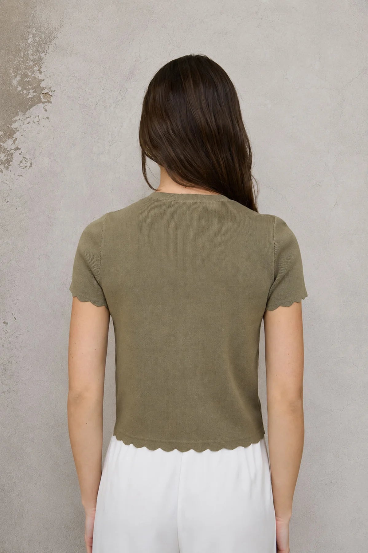 Scallop Trim Button Cardigan