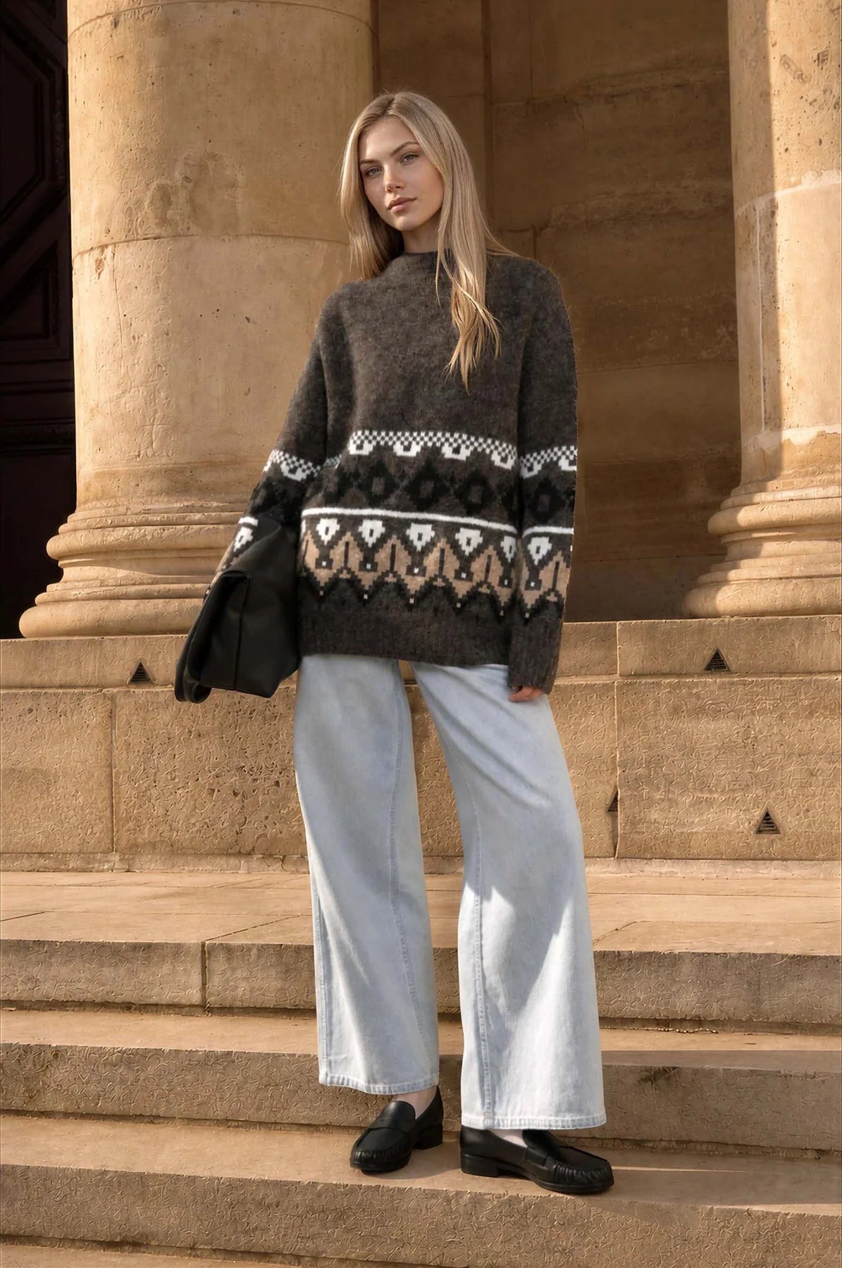 Fair Isle Marled Knit Sweater