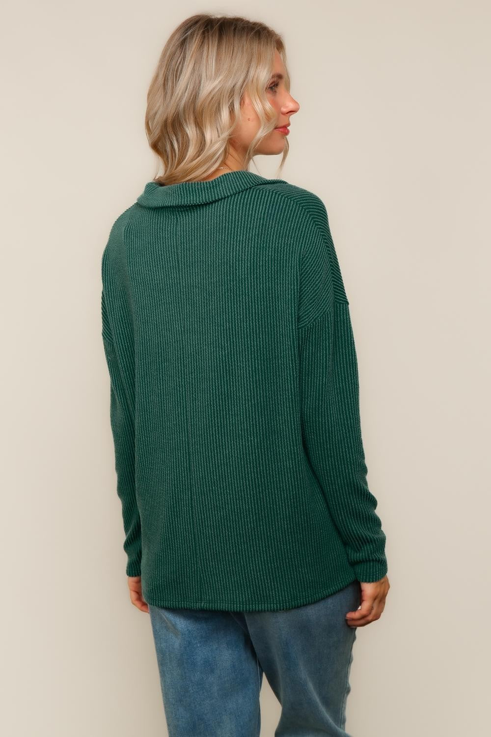 Ribbed Collared Go-To Top