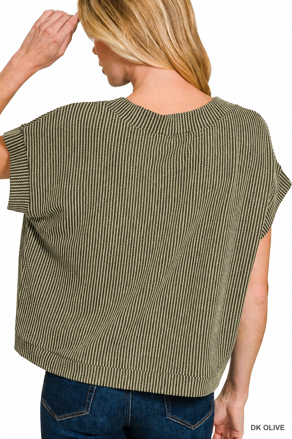Raised Rib Cap Sleeve Top