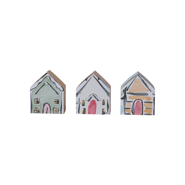 Printed Recycled Paper House Shaped Gift Boxes, Set of 3