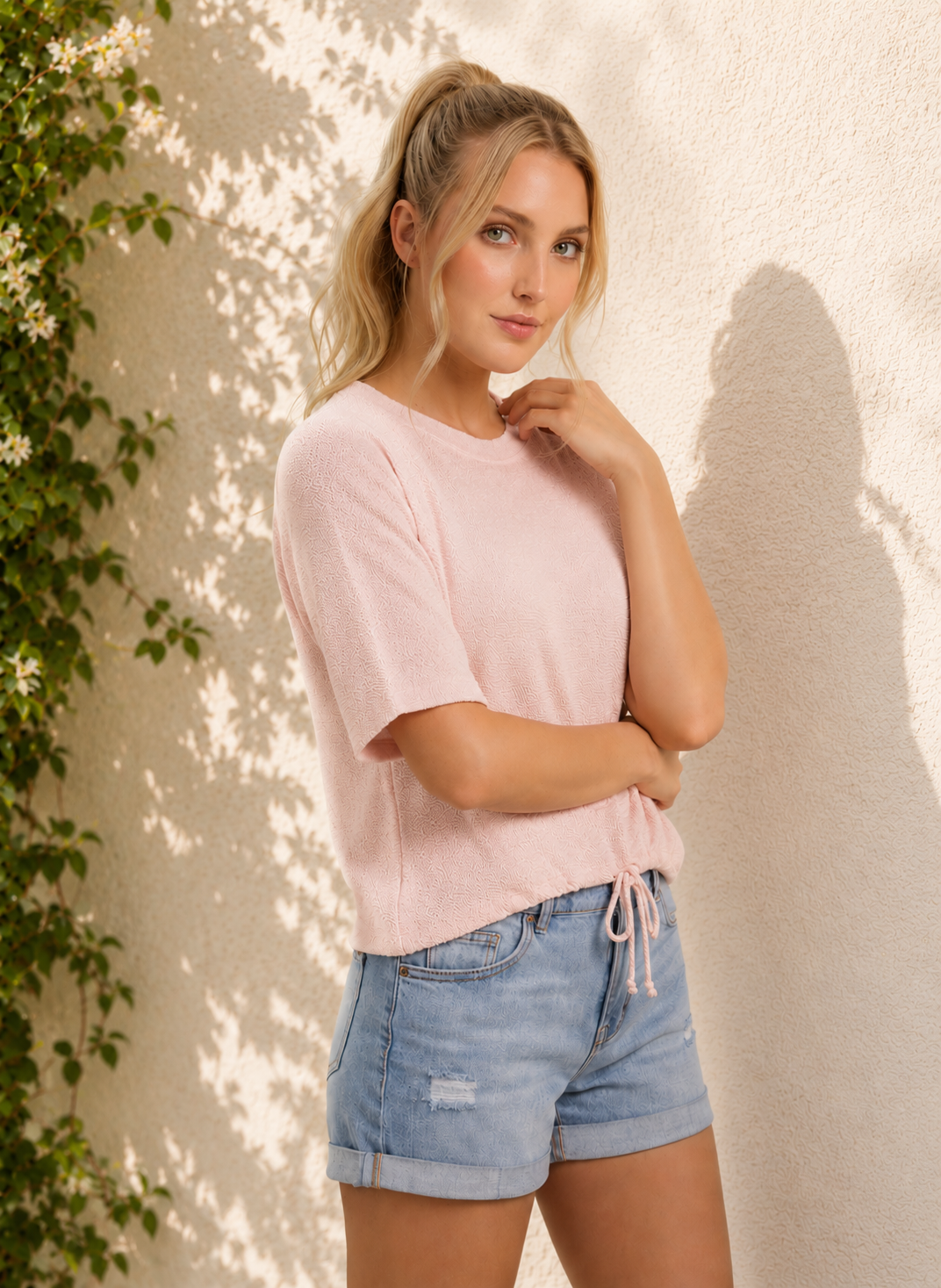 Cloudy Knit Front Tie Top