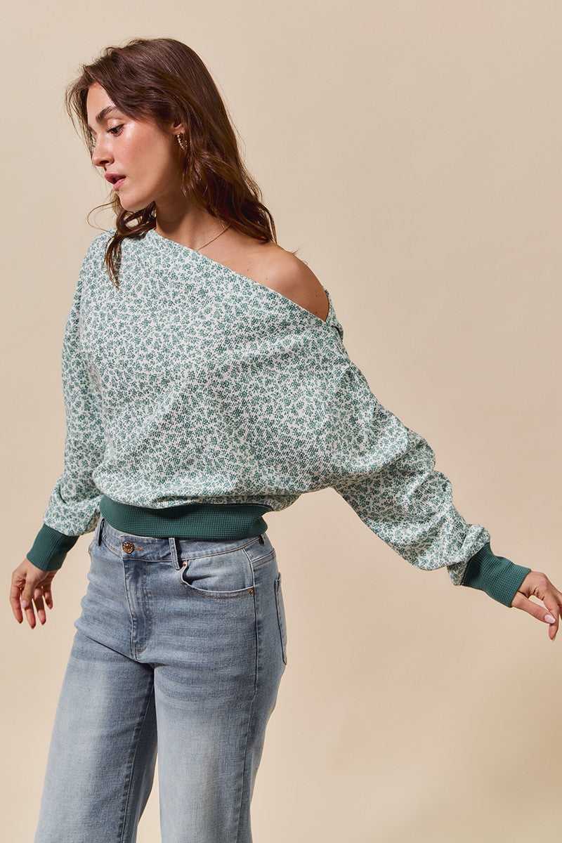 Ditsy Floral One Shoulder Thermal Top