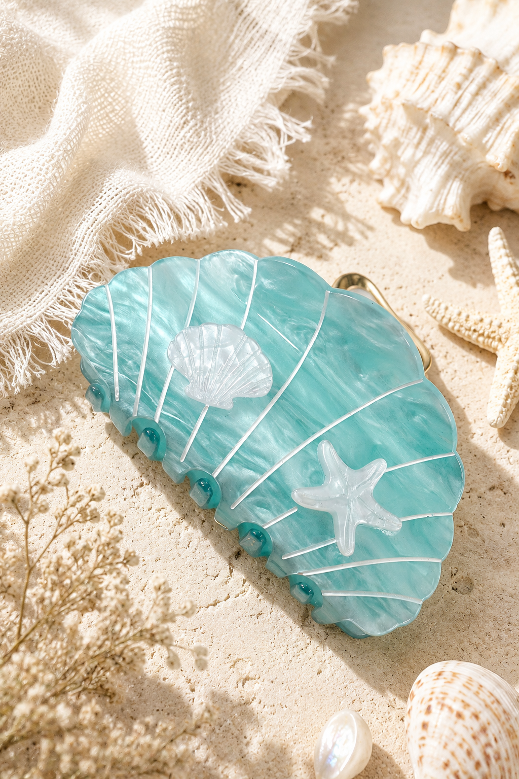 Coastal Seashell Hair Claw Clip