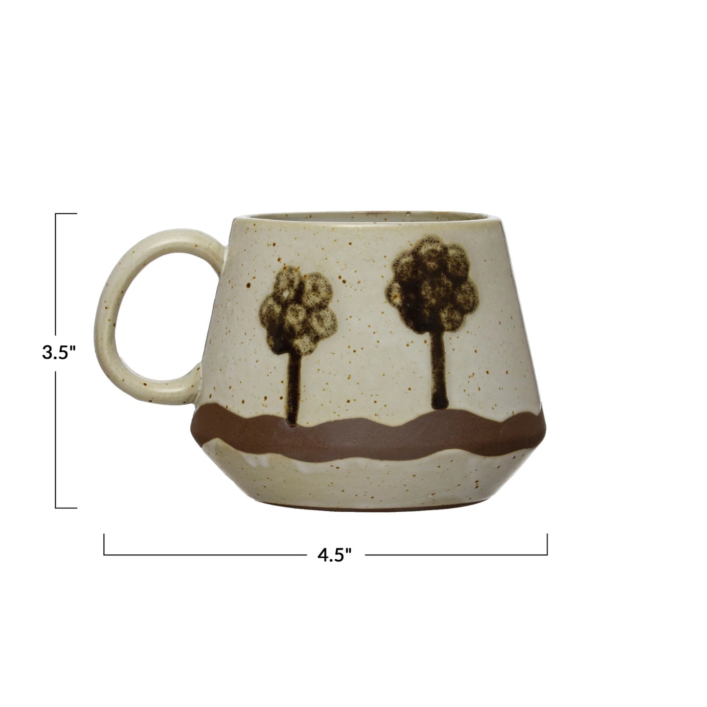 20 oz. Hand-Painted Stoneware Mug w/ Trees, Reactive Glaze, Multi Color (Each One Will Vary)