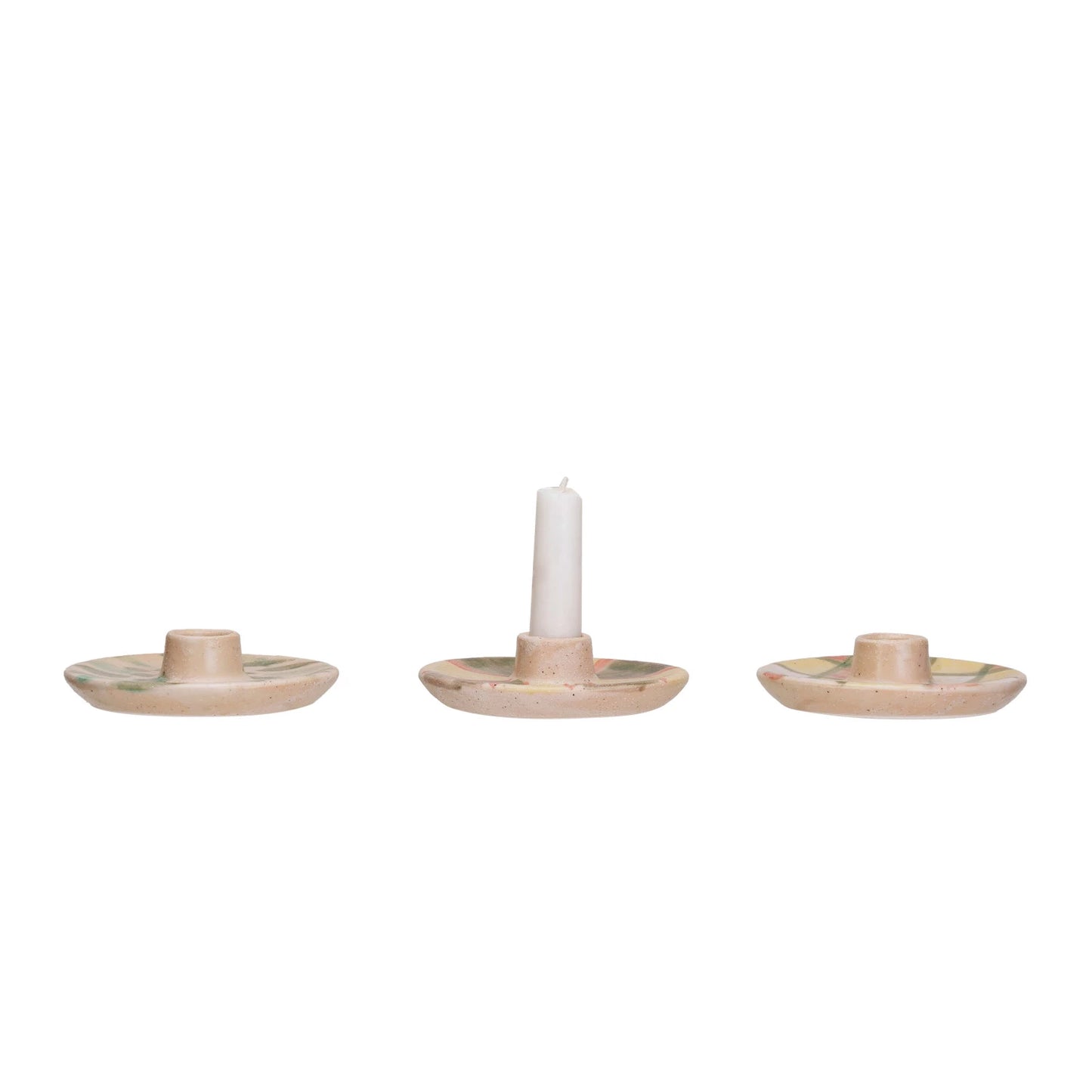 Hand-Painted Terra-cotta Taper Holder, 3 Styles (Each One Will Vary)