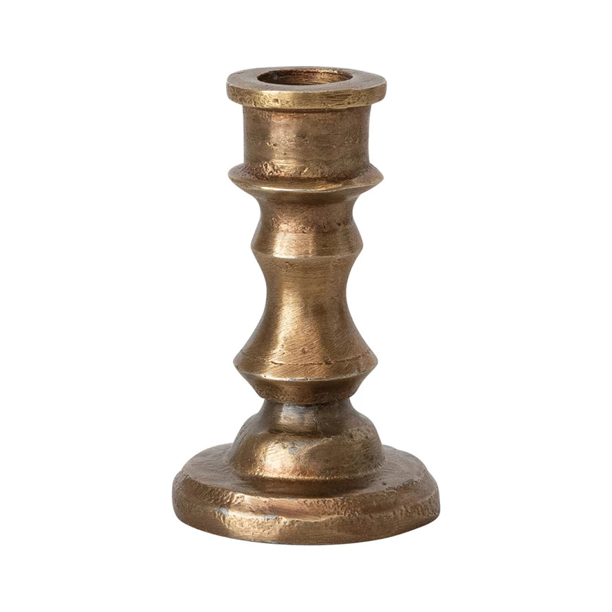 Cast Aluminum Taper Holder, Antique Brass Finish (Holds 1/2" Taper)
