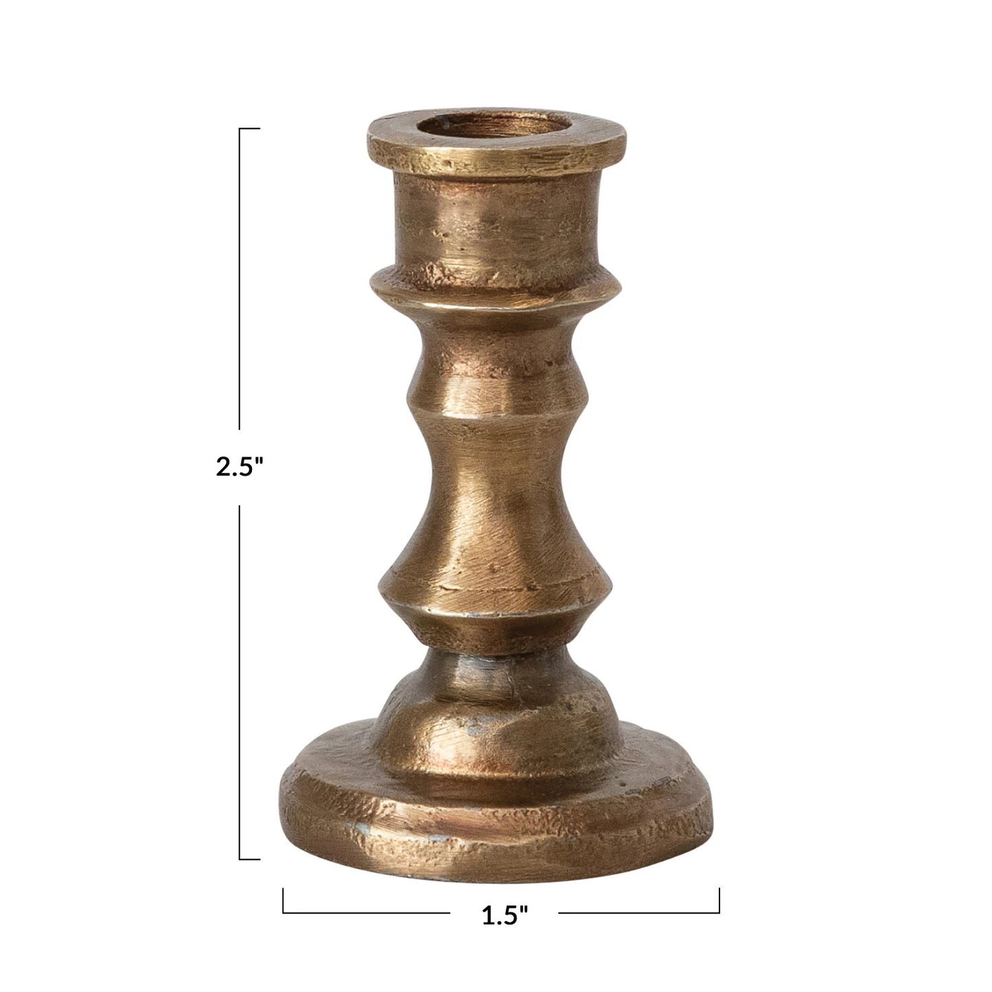 Cast Aluminum Taper Holder, Antique Brass Finish (Holds 1/2" Taper)