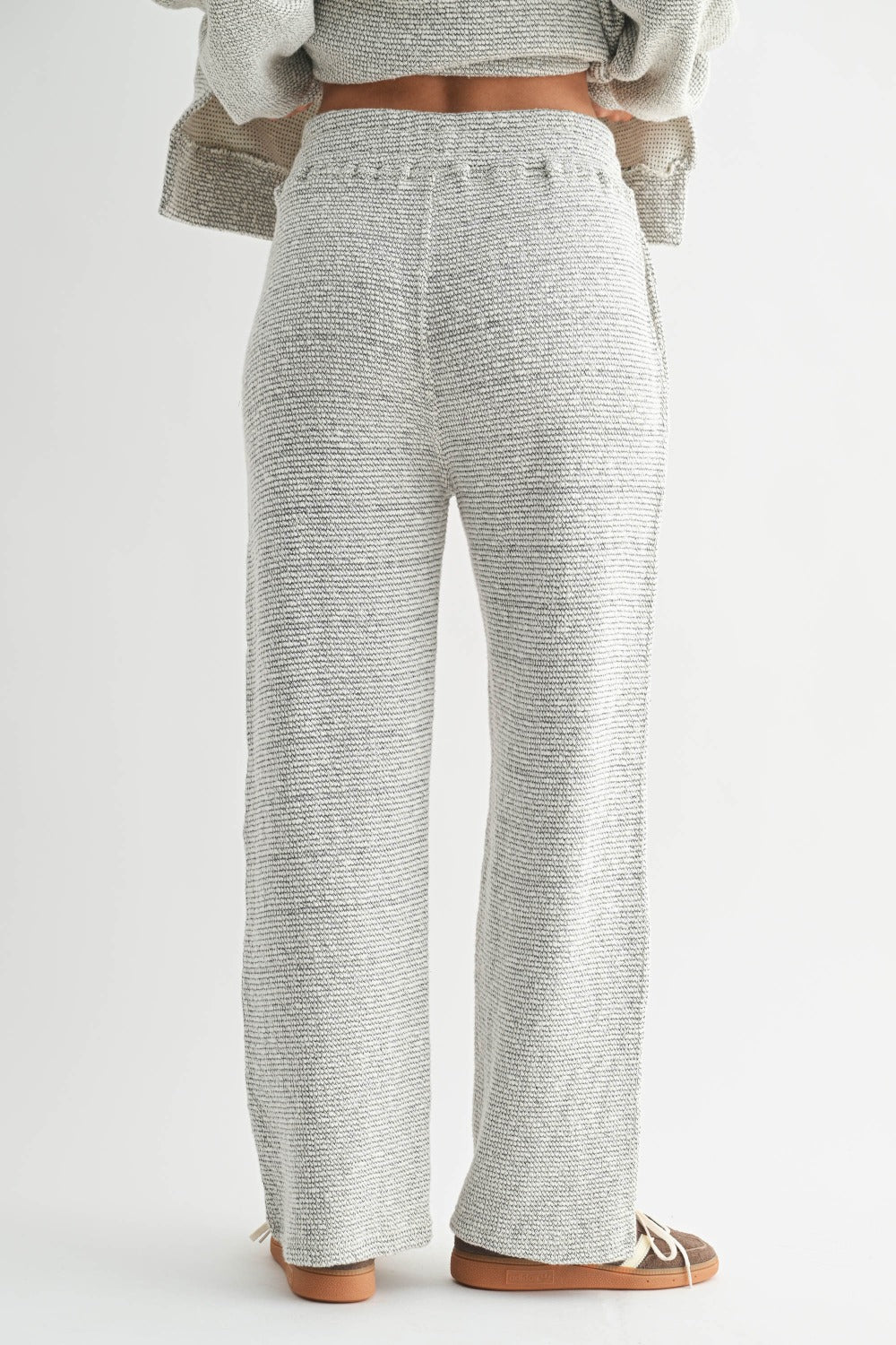 Marina Textured Cotton Blend Wide Leg Pants