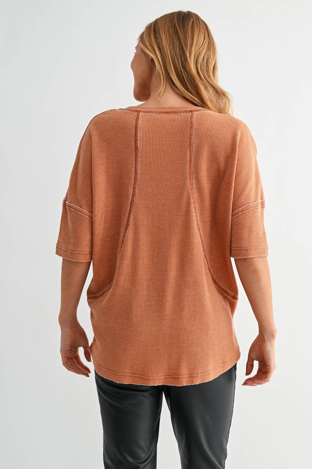 Cotton Blend Mineral Wash Waffle Tee