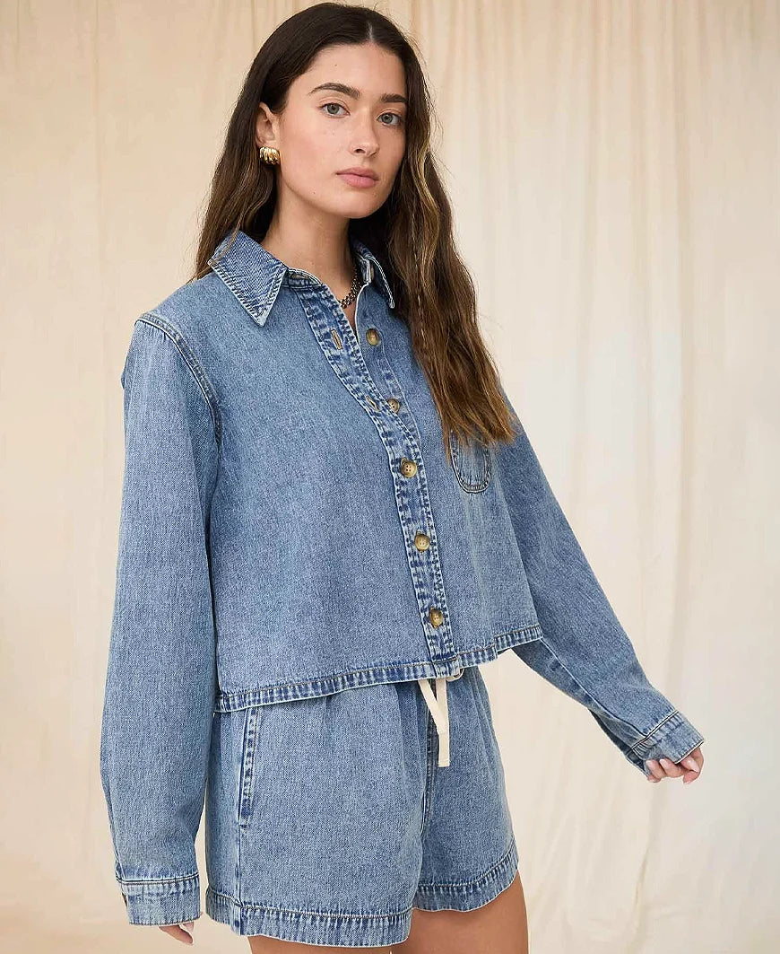 Acid Wash Denim Button Down