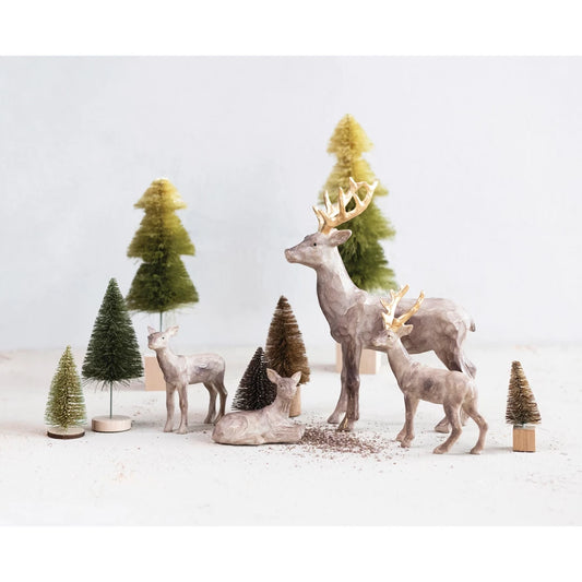 4-3/4"L x 5-3/4"H Resin Standing Deer with Gold Accents, Brown