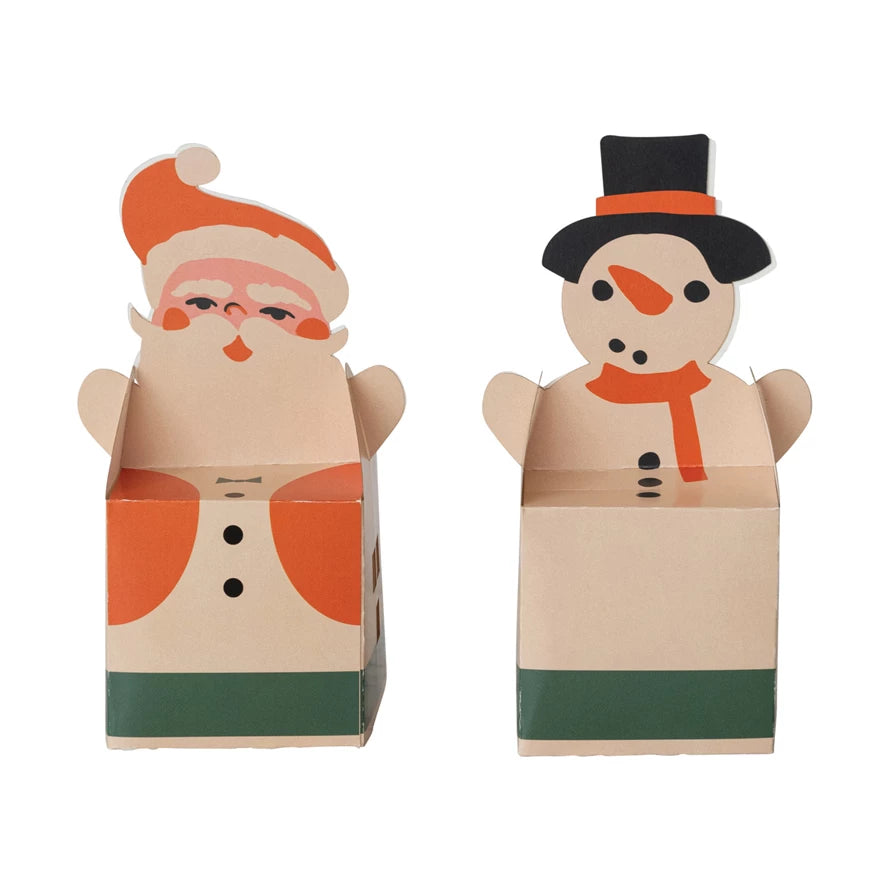 Handmade Printed Santa/Snowman Shaped Gift Box, 2 Styles