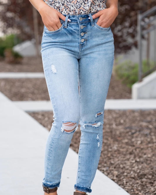 Vervet High Rise Button Up Ankle Skinny w/ Cuff.