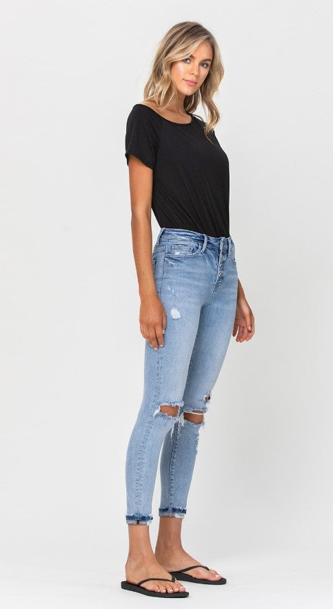 Vervet High Rise Button Up Ankle Skinny w/ Cuff.
